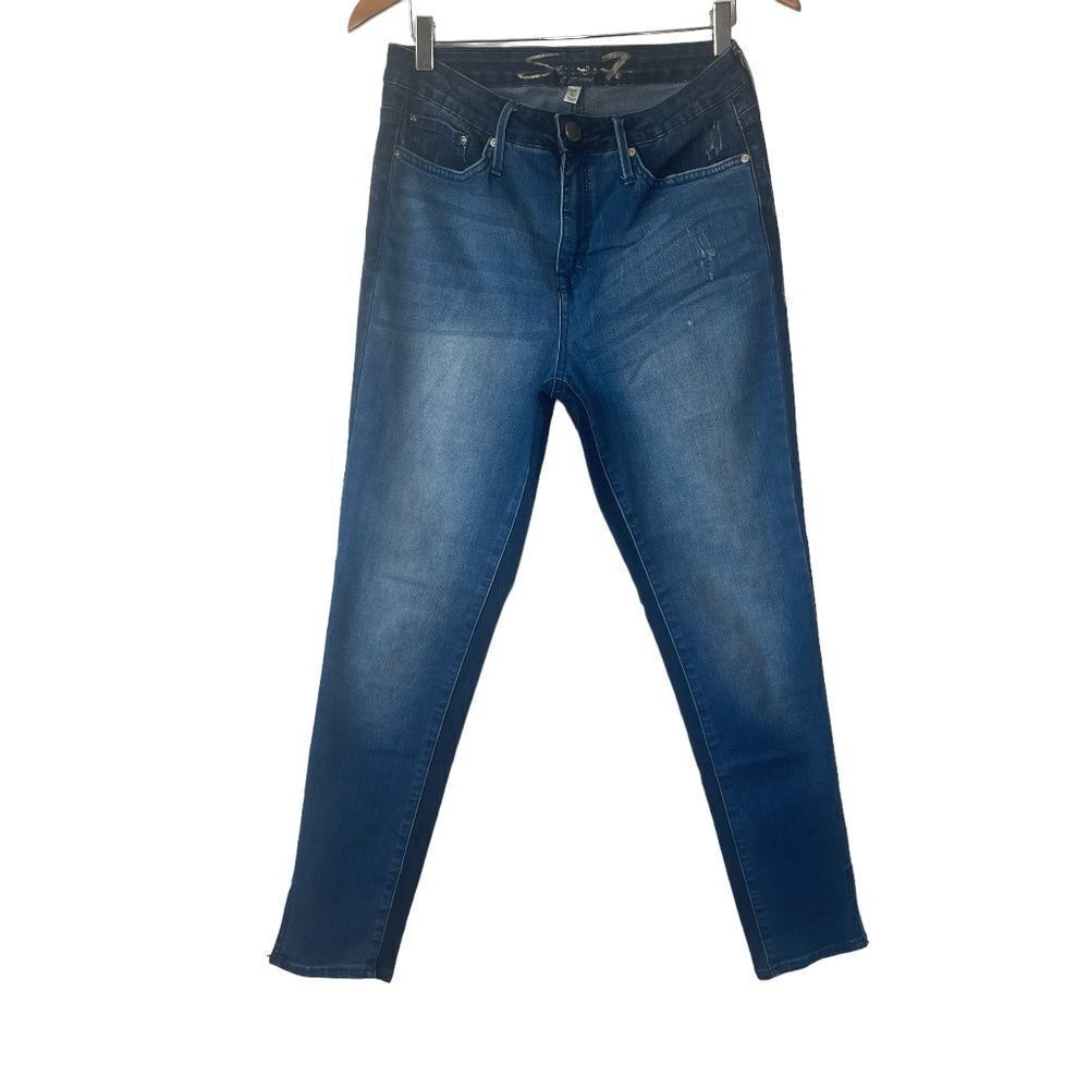 Seven7 Mid Rise‎ Ankle Skinny Jeans Two Tone Denim Sz 10